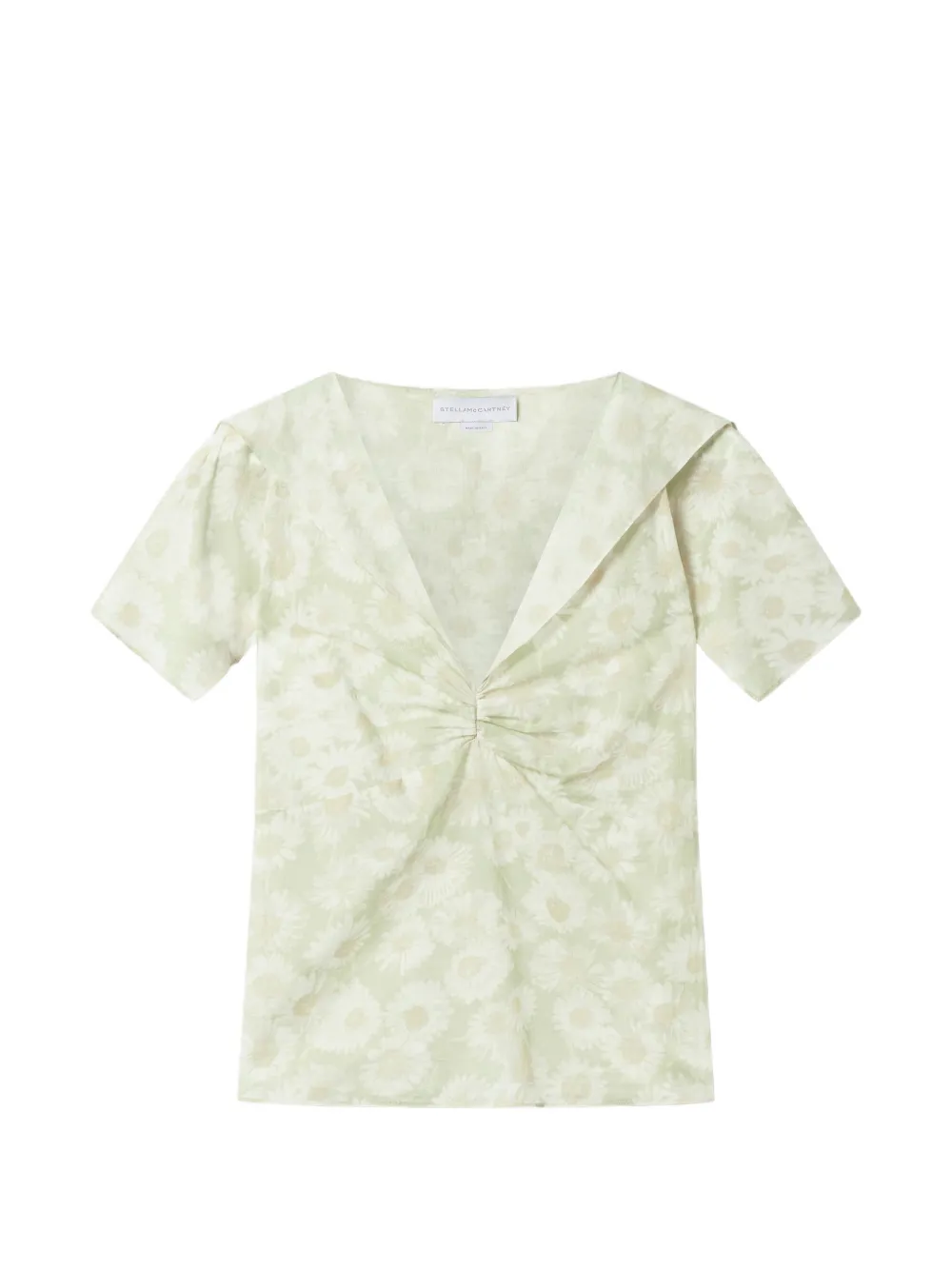 Stella McCartney Daisy floral-print ruched-detail top - Verde