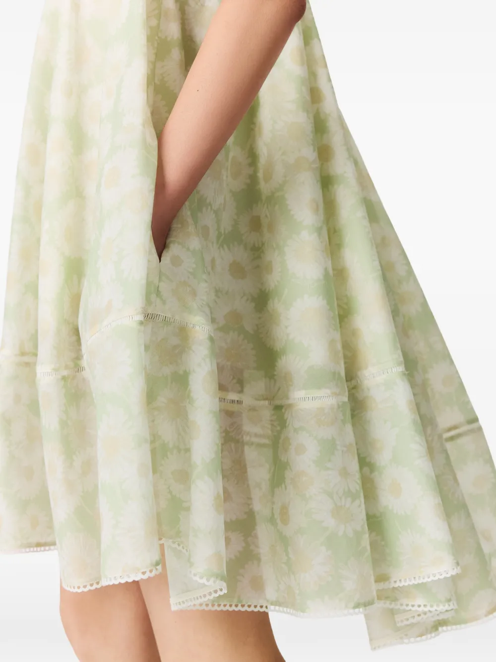Stella McCartney Mini-jurk met halternek en madeliefjes-print Groen