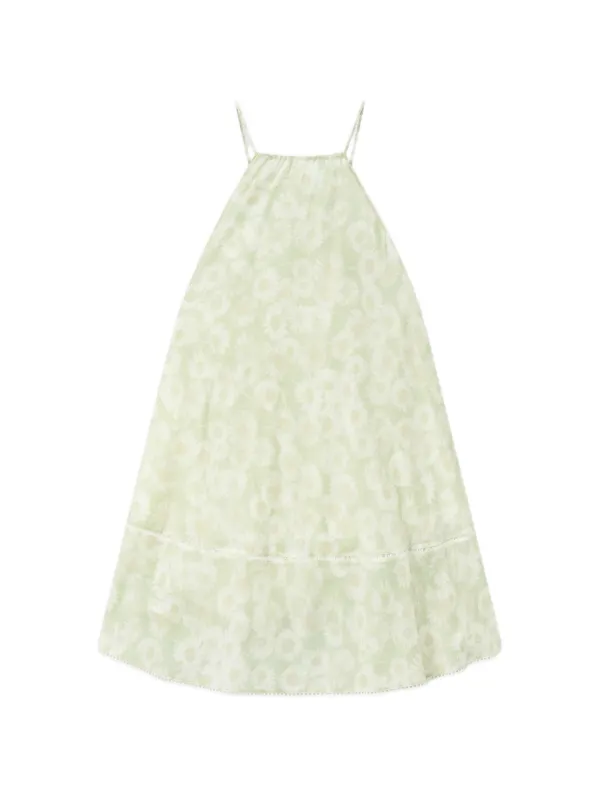 Stella McCartney Daisy Print Halterneck Mini Dress in Green