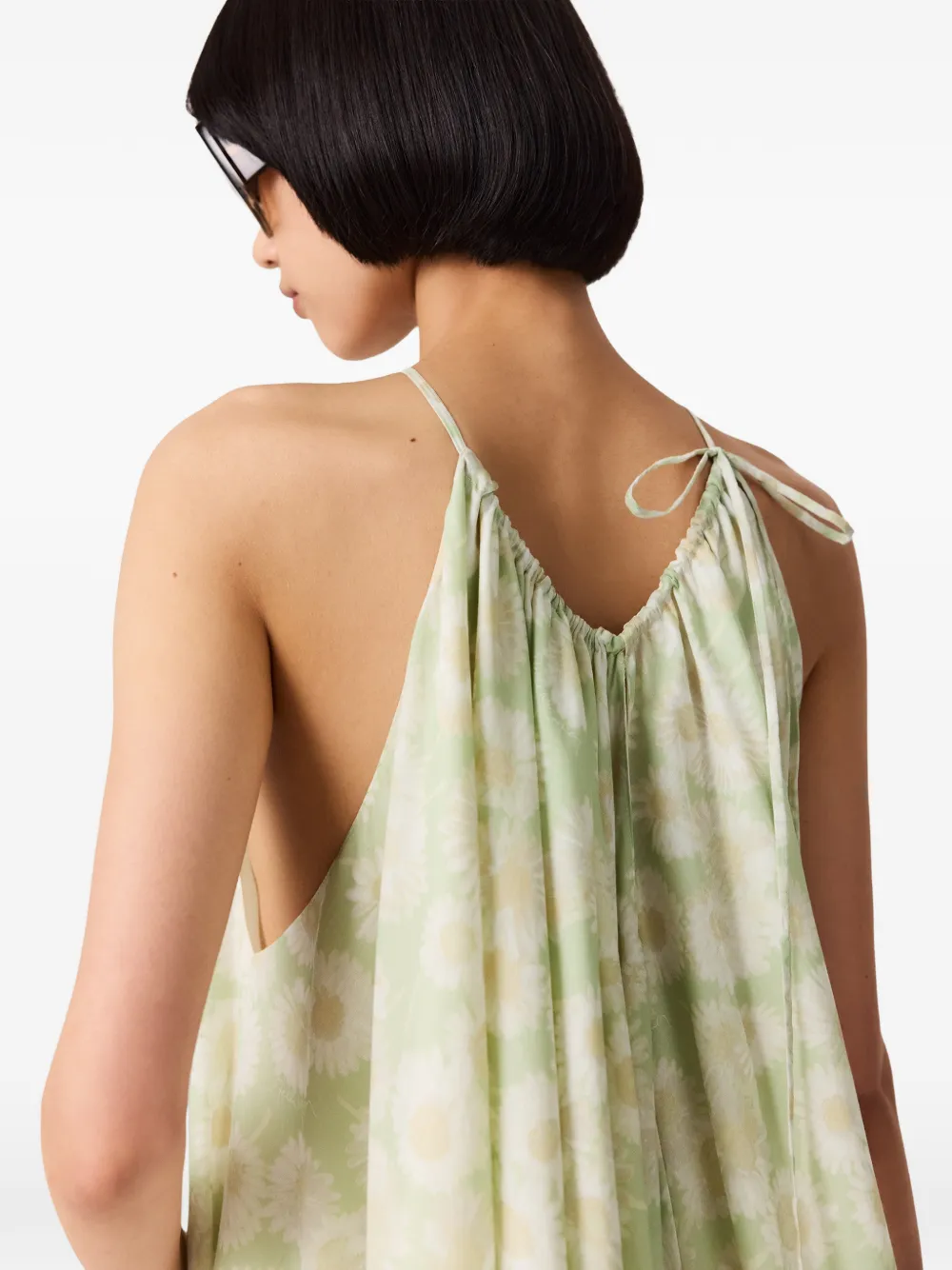 Stella McCartney Mini-jurk met halternek en madeliefjes-print Groen
