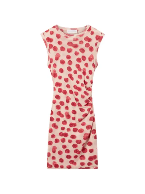 Stella McCartney raspberry-print ruched mini dress