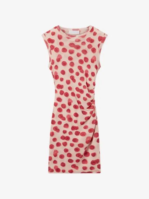 Stella McCartney raspberry-print mesh mini dress