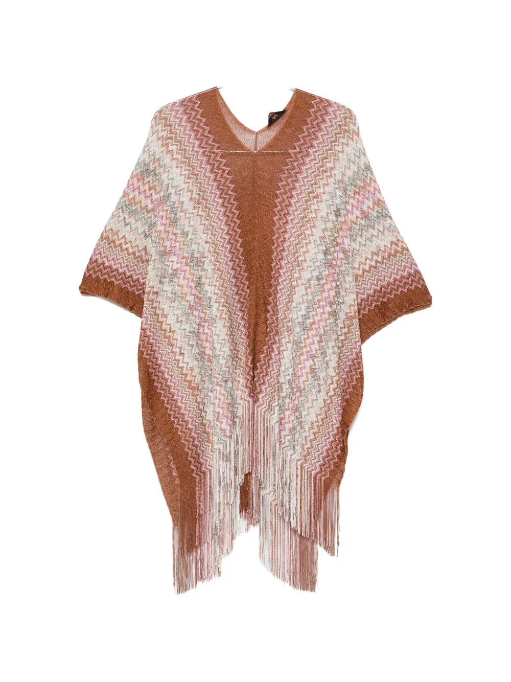 Missoni fringed-hem poncho - Braun