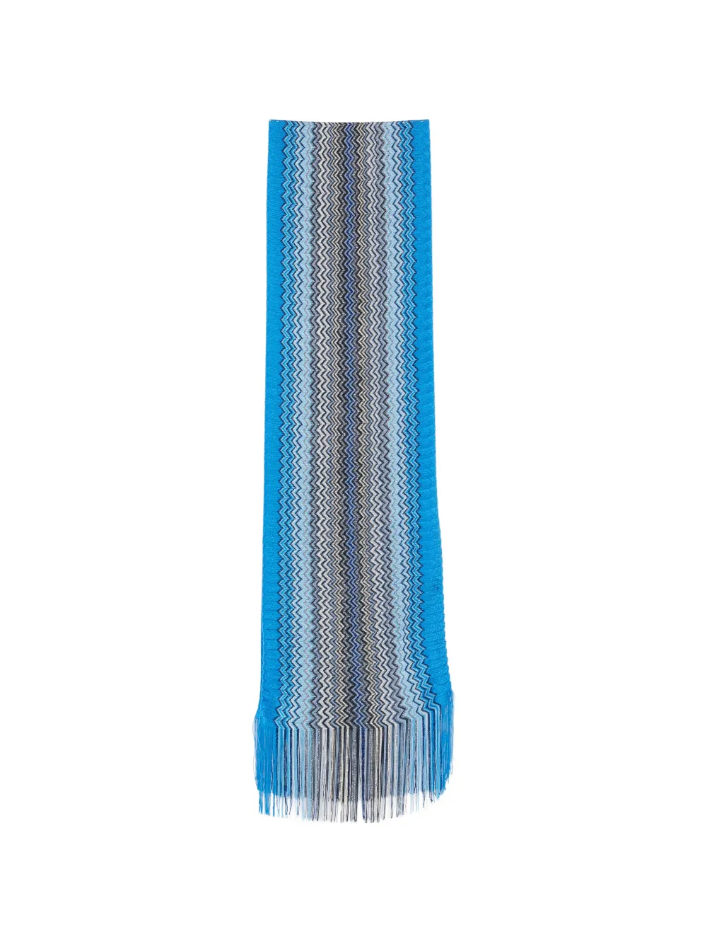 Missoni zigzag-knit fringed scarf - Blau