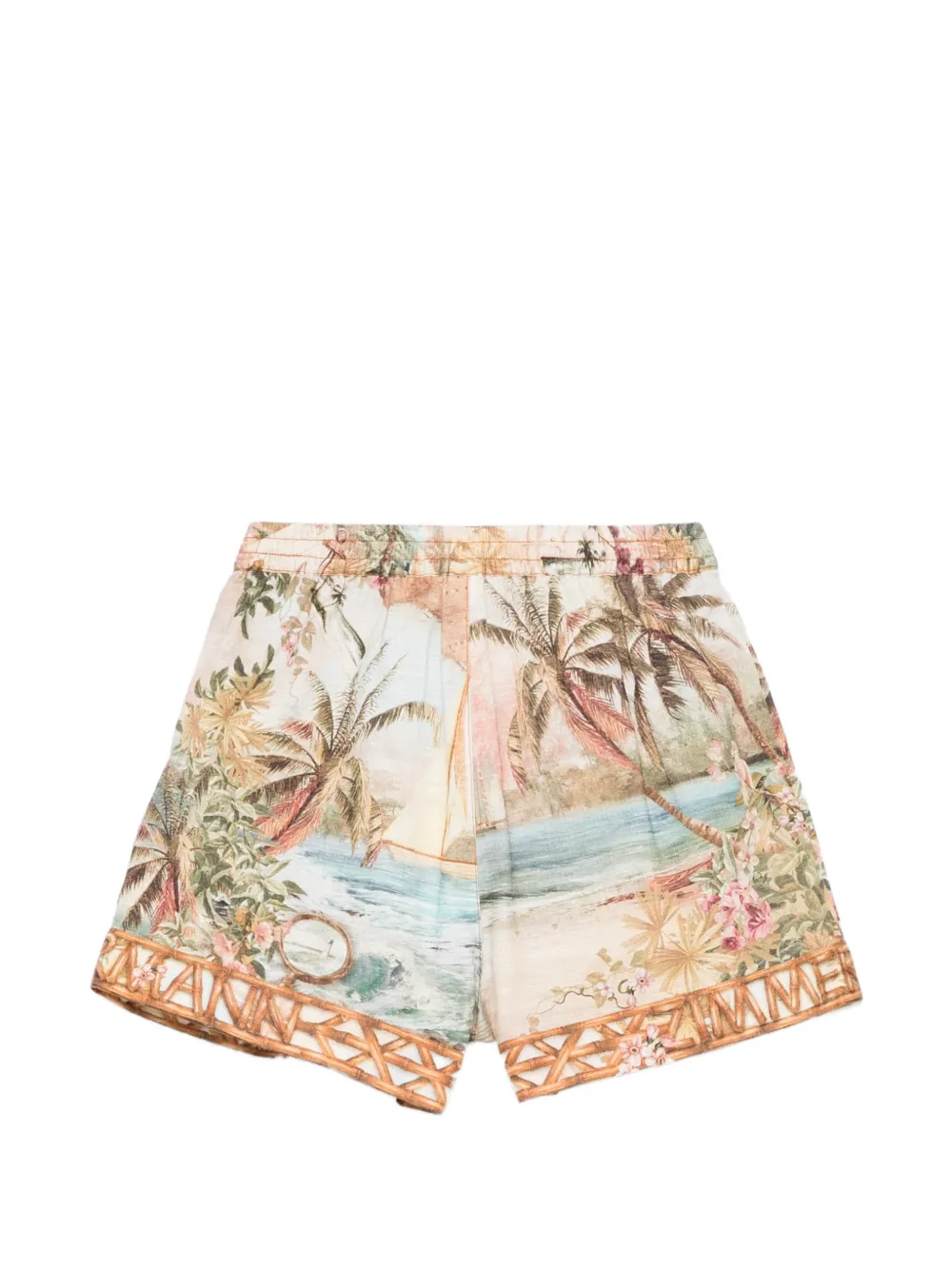 ZIMMERMANN Kids Mahon shorts met tropische print Beige