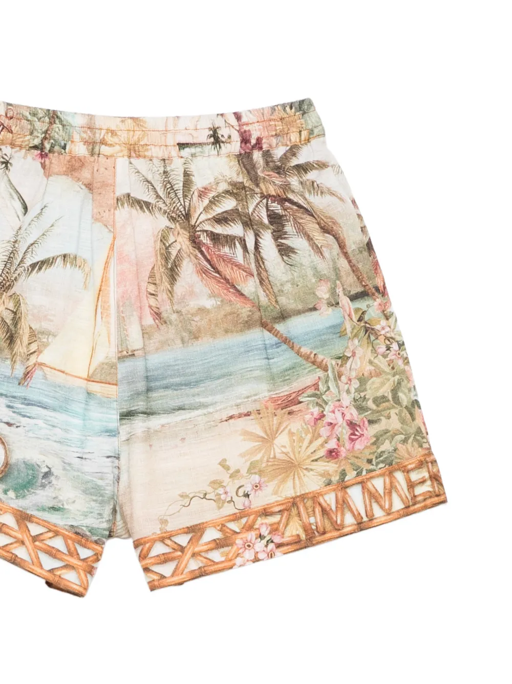 ZIMMERMANN Kids Mahon shorts met tropische print Beige