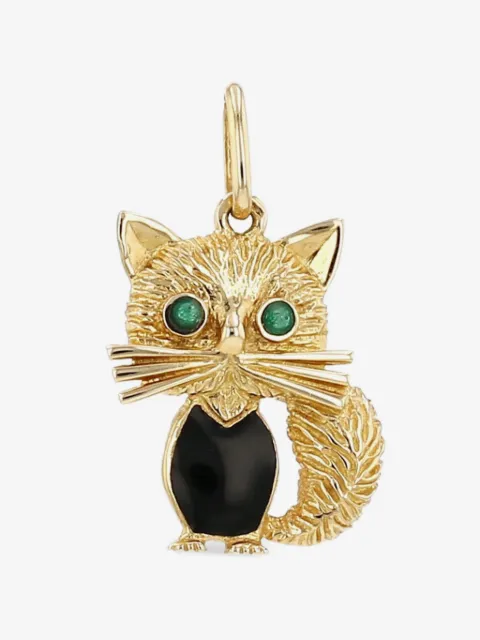 Van Cleef & Arpels 1980s enamel cat pendant