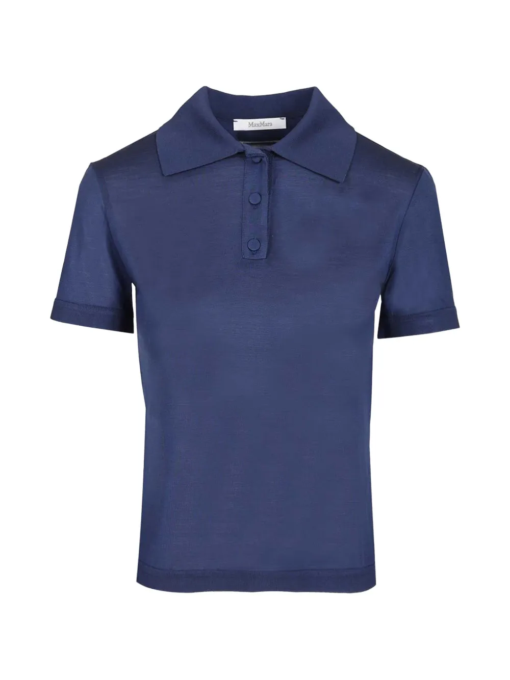 Max Mara ribbed-trim silk polo shirt - Blue