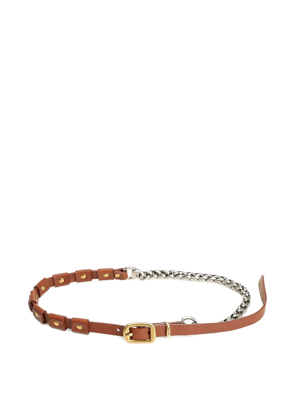 Miu Miu chain-link leather necklace - Marrone