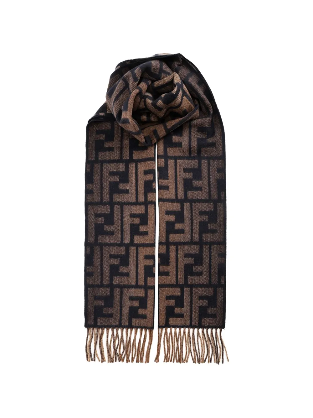 FENDI FF motif fringed scarf - Blu