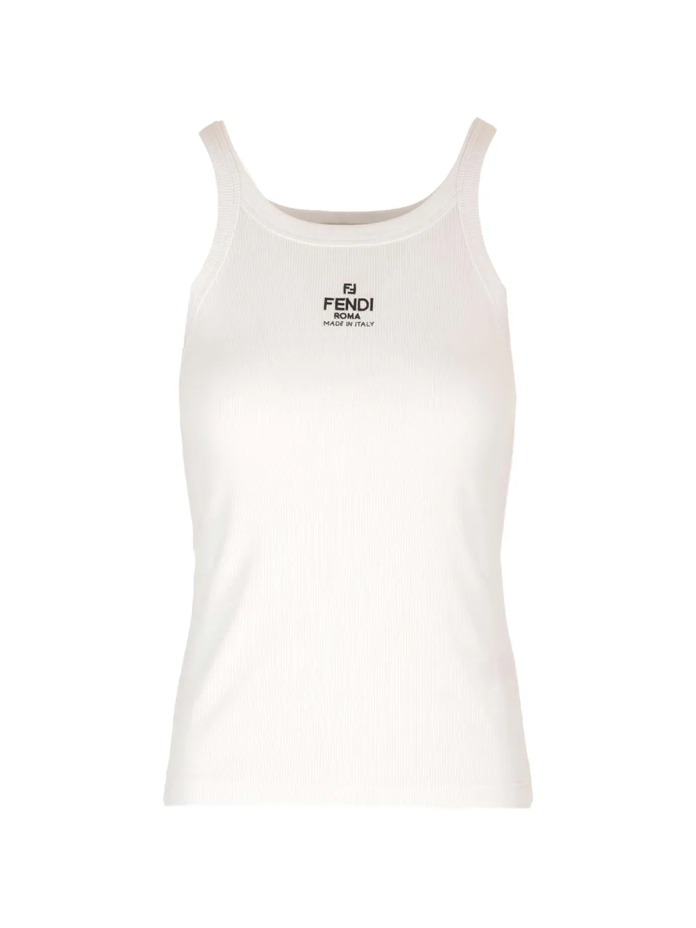 FENDI logo-embroidered ribbed top - Weiß