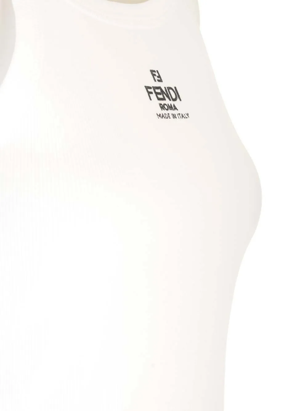  Fendi Top Con Logo Bordado - Blanco 