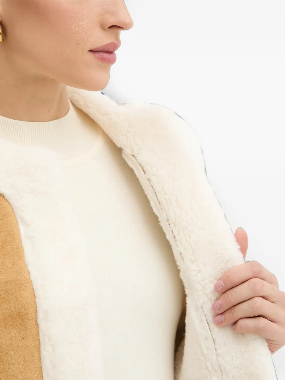 Morgan Bodywarmer met open voorkant en vlakken Beige