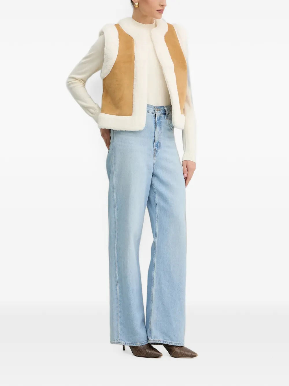 Morgan Bodywarmer met open voorkant en vlakken Beige