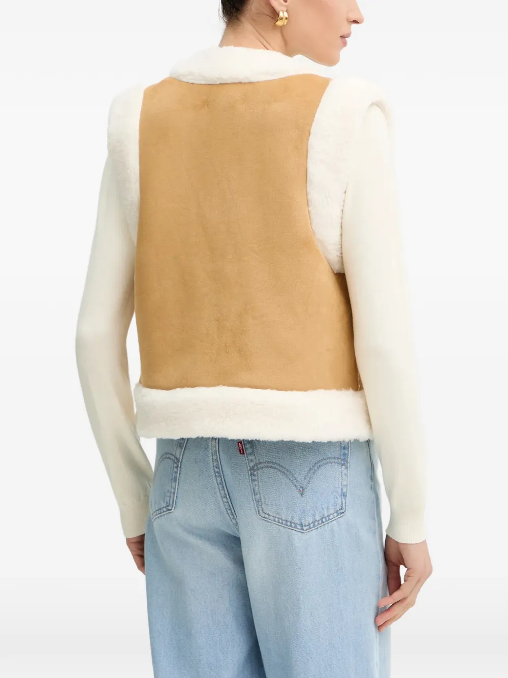 Morgan Bodywarmer met open voorkant en vlakken Beige