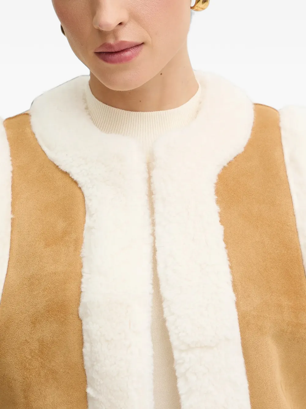 Morgan Bodywarmer met open voorkant en vlakken Beige