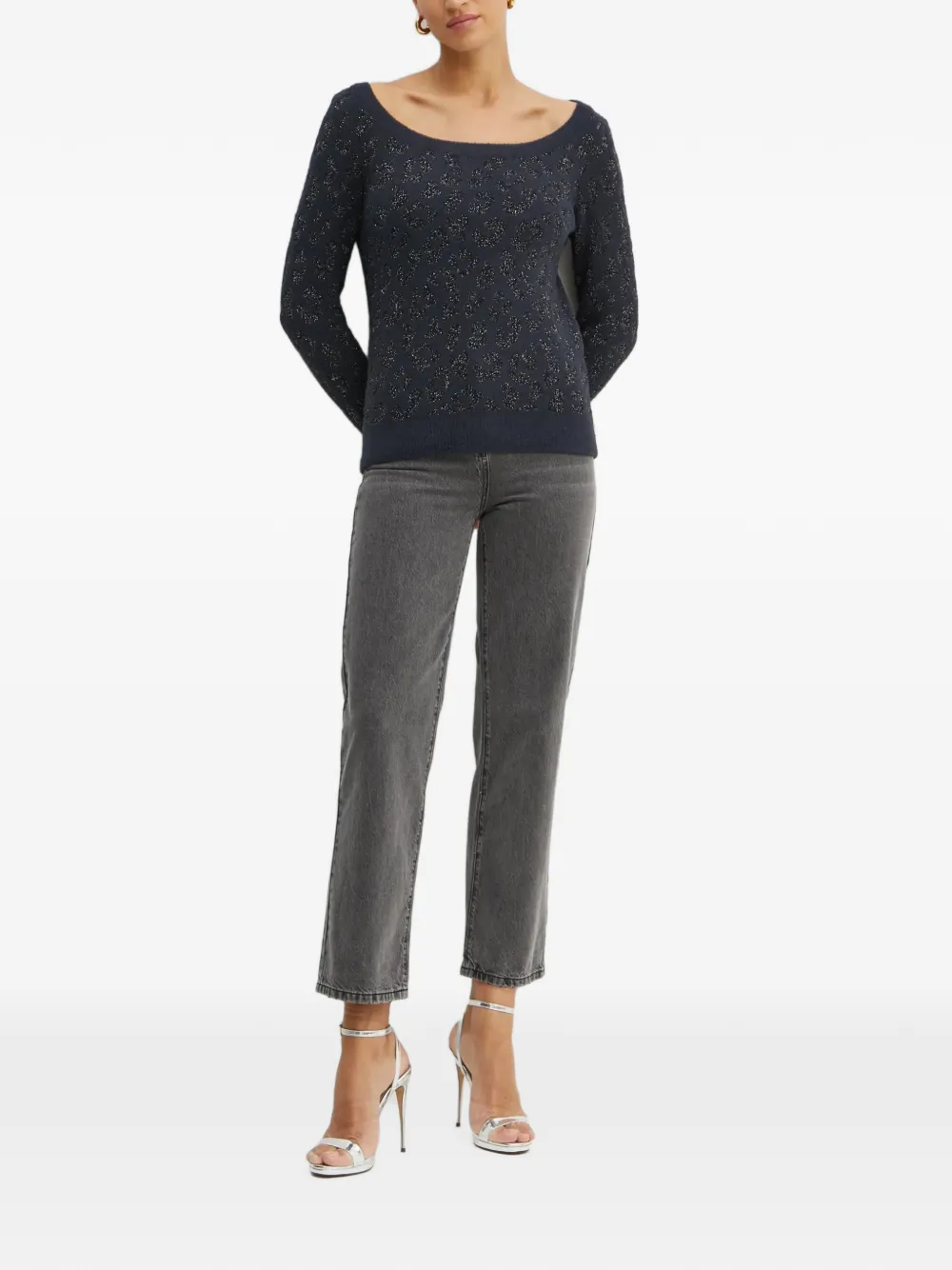 Morgan Straight jeans verfraaid met stras Grijs
