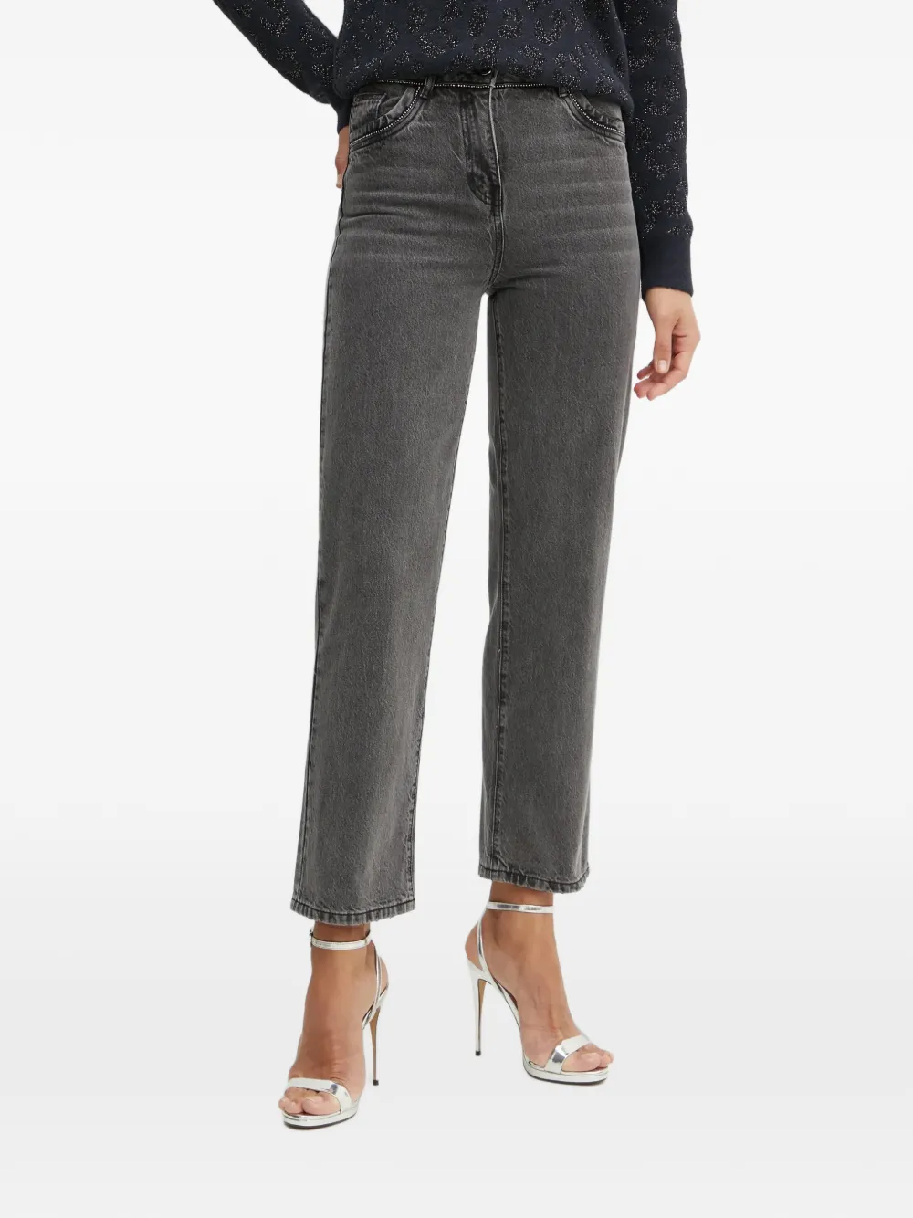 Morgan rhinestone-embellished straight-leg jeans - Grigio