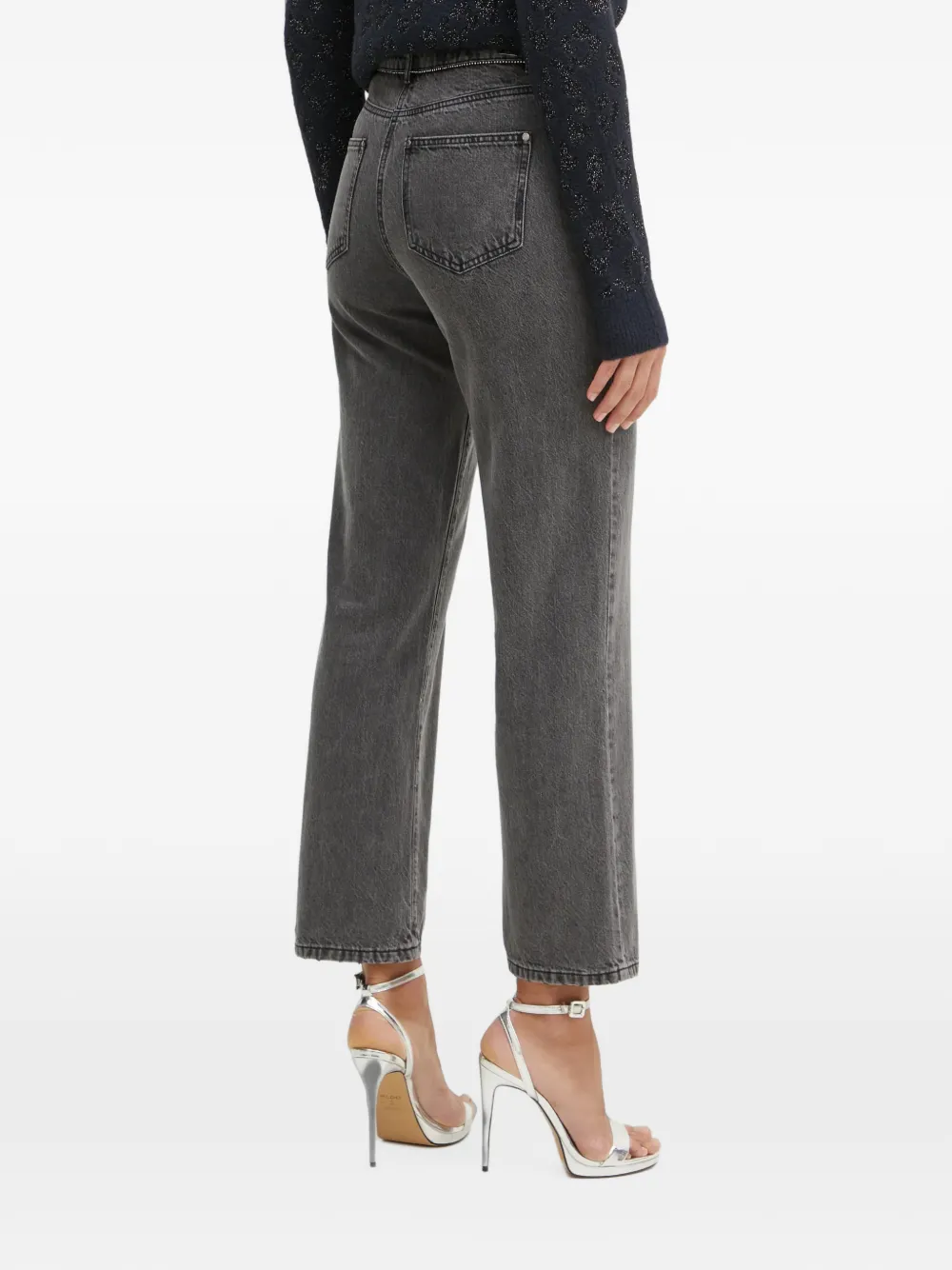 Morgan Straight jeans verfraaid met stras Grijs
