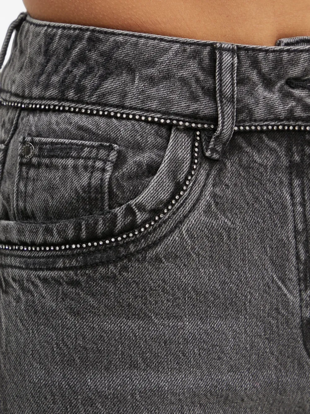 Morgan Straight jeans verfraaid met stras Grijs