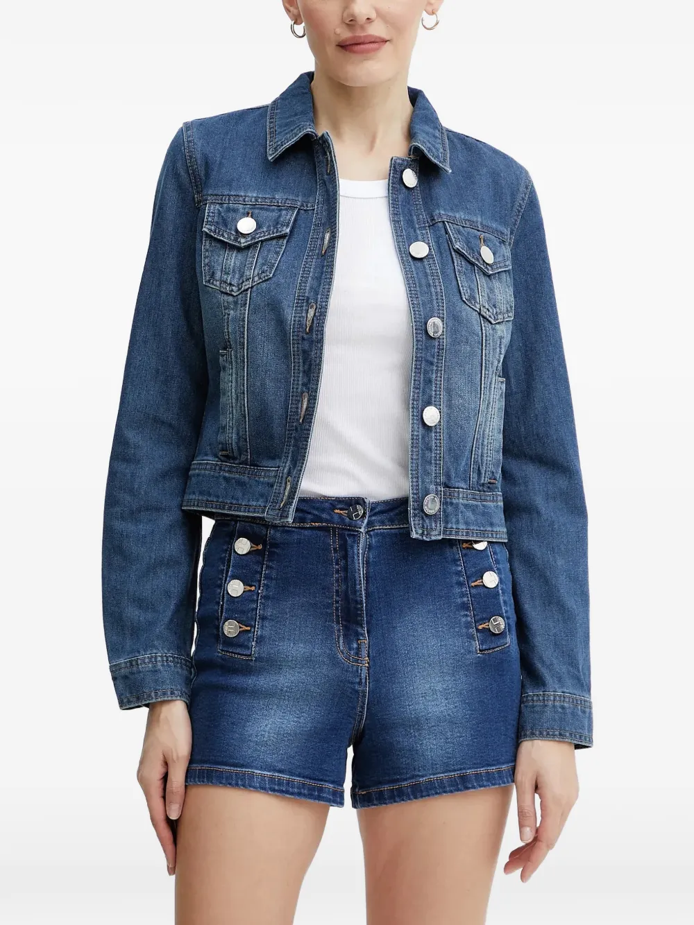 Morgan Button-up Denim Jacket In Blau