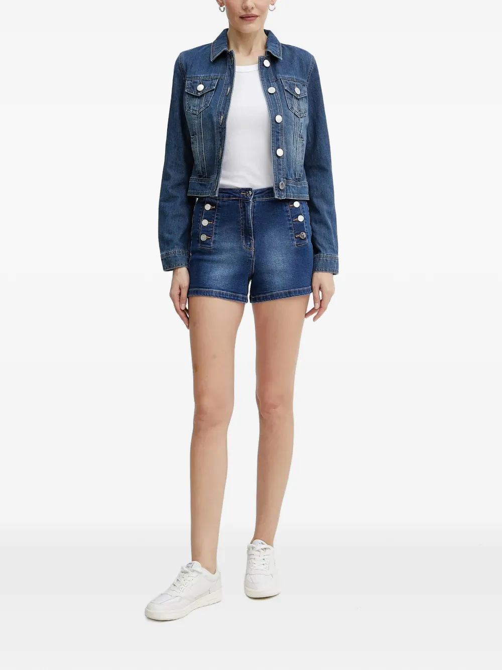 Morgan Button-up denim jack Blauw