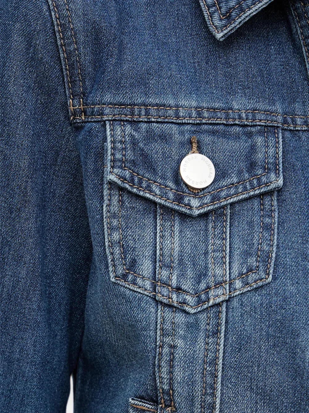 Morgan Button-up denim jack Blauw