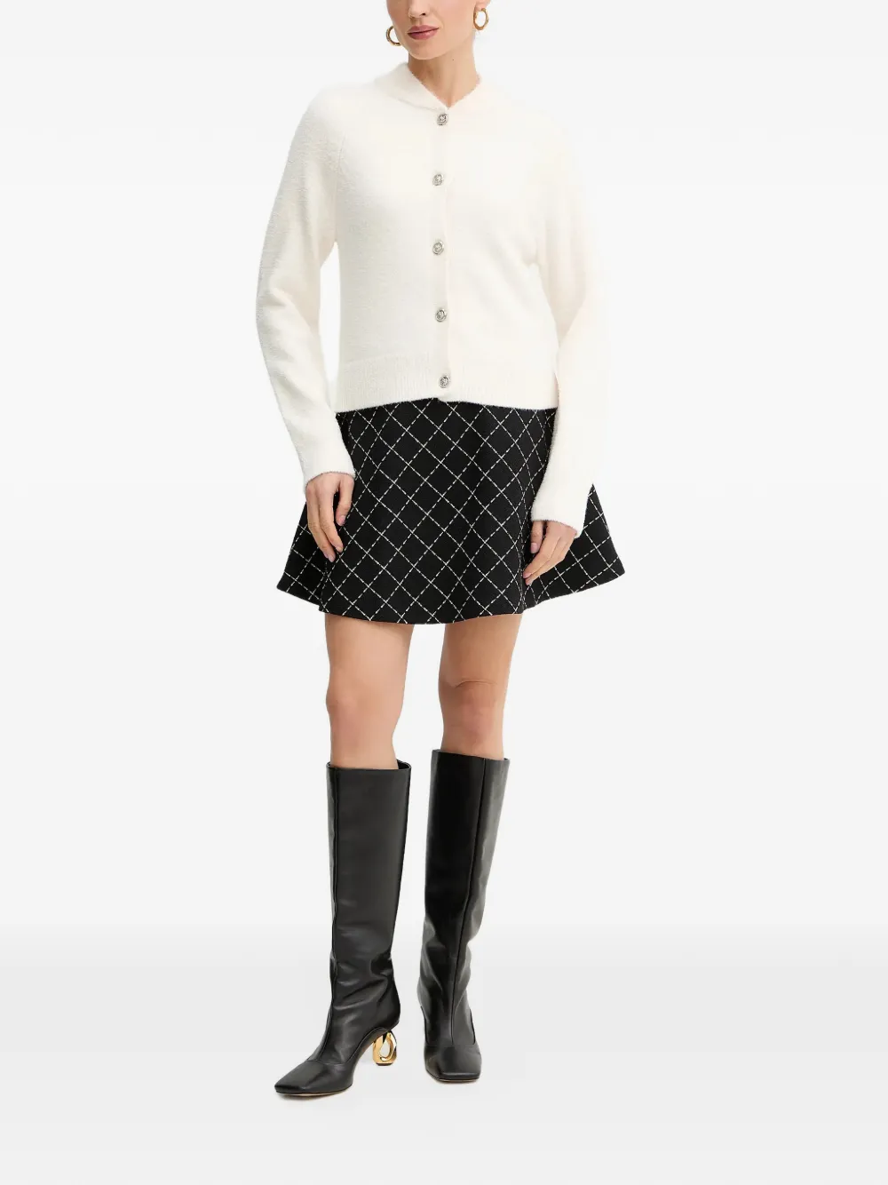 Morgan Jilma check-pattern A-line mini skirt - Nero