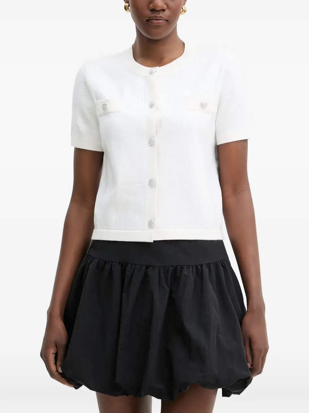 Morgan sequin-embellished short-sleeve cardigan