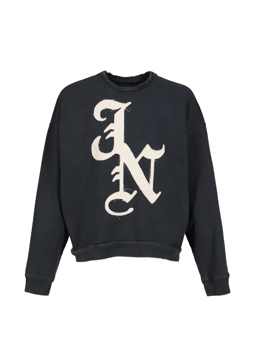 JUN/NAKAYAMA logo-patch raw-edge sweater - Schwarz
