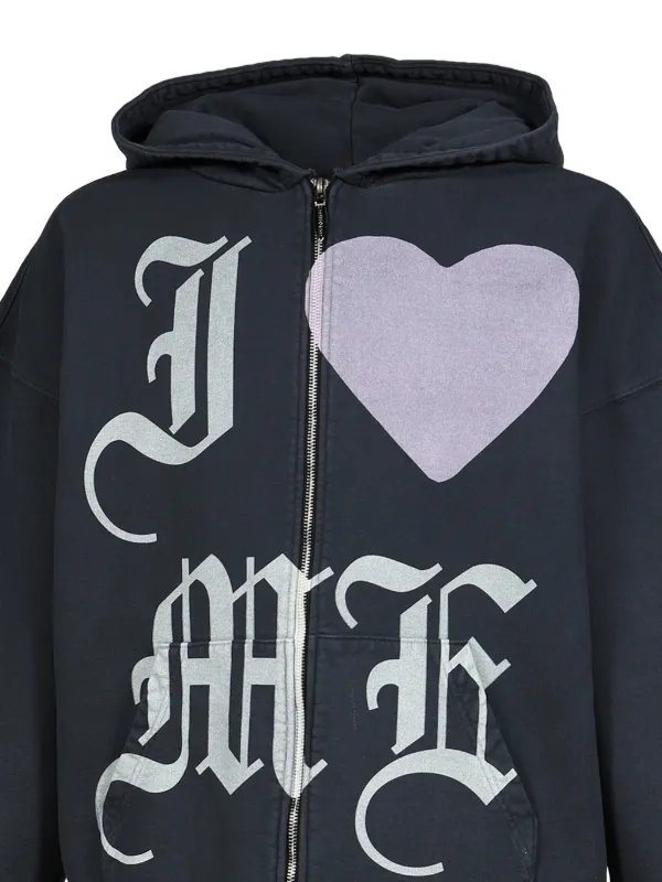 JUN/NAKAYAMA Motor graphic-print zip-up Hoodie | Black | FARFETCH PH