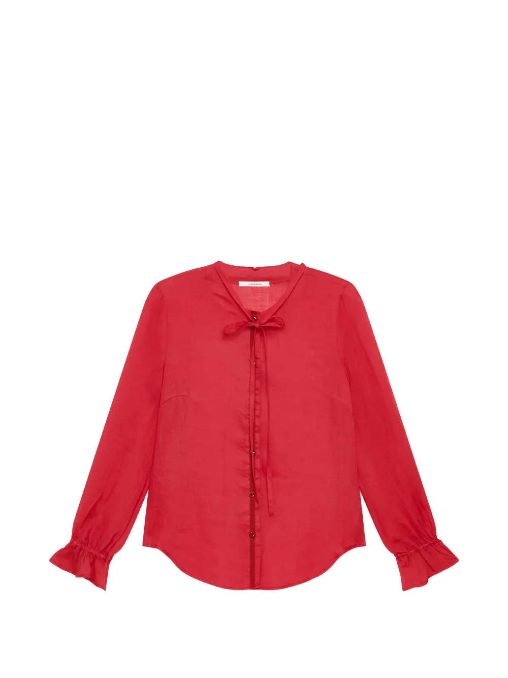MALIPARMI tie-neck flounce-cuff shirt - Rosso