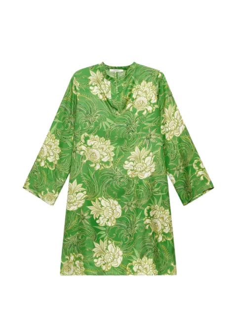 MALIPARMI printed silk mini caftan dress