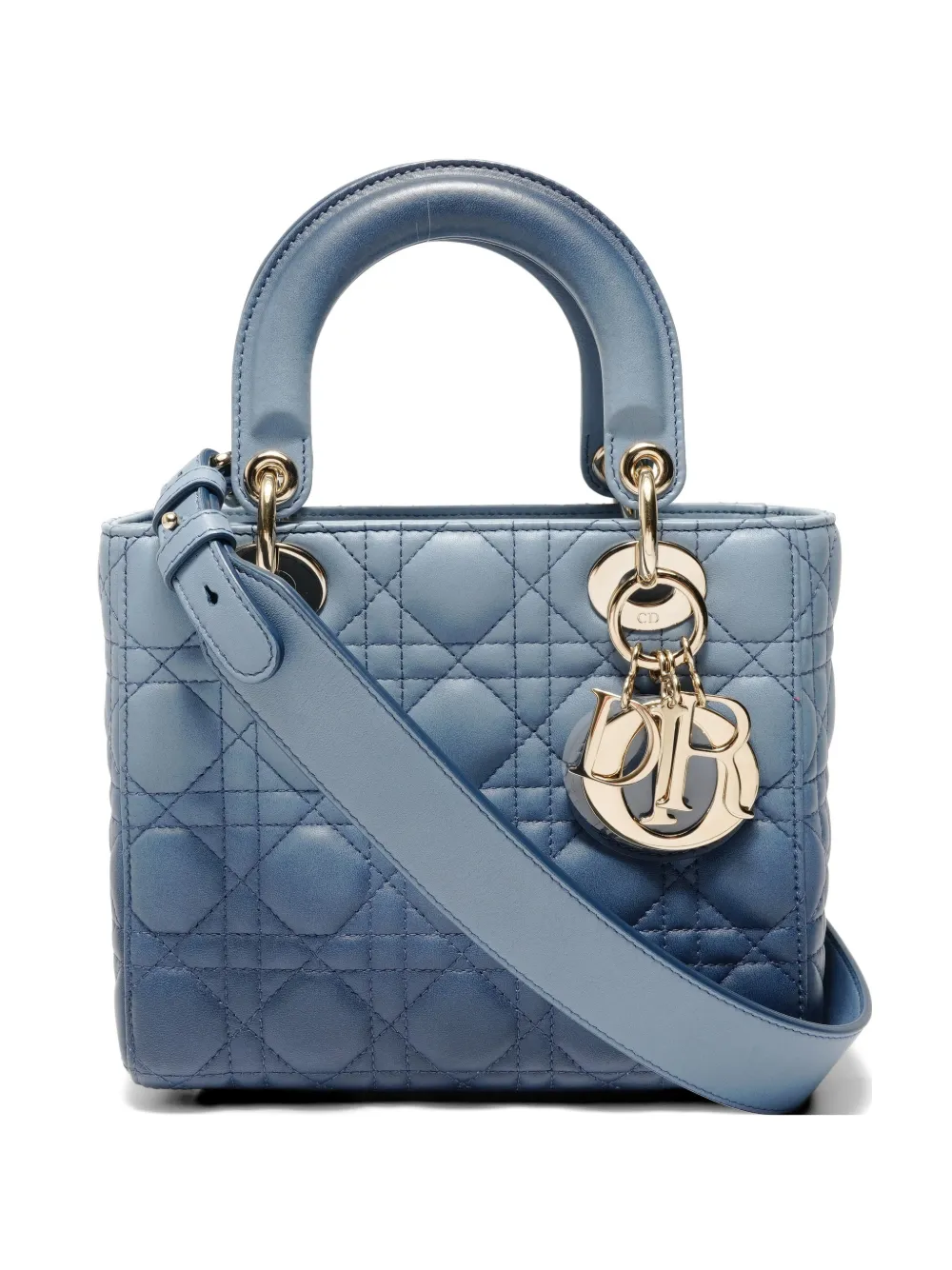Christian Dior Pre-Owned 2018-2021 small Lady Dior Cannage-leather tote bag - Blu