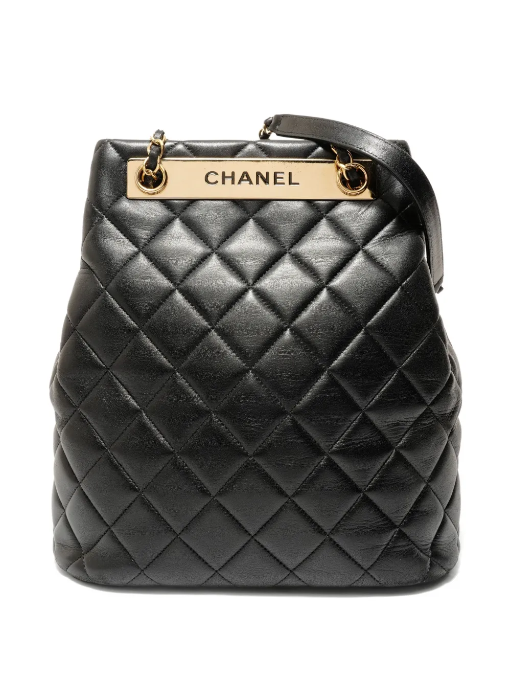 CHANEL Pre-Owned 2013-2018 Matelassé chain bucket bag - Black