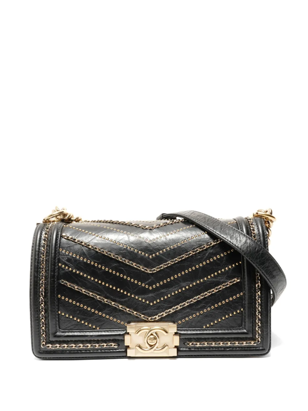 CHANEL Pre-Owned 2018-2019 medium 26 Boy Chanel chain shoulder bag - Nero