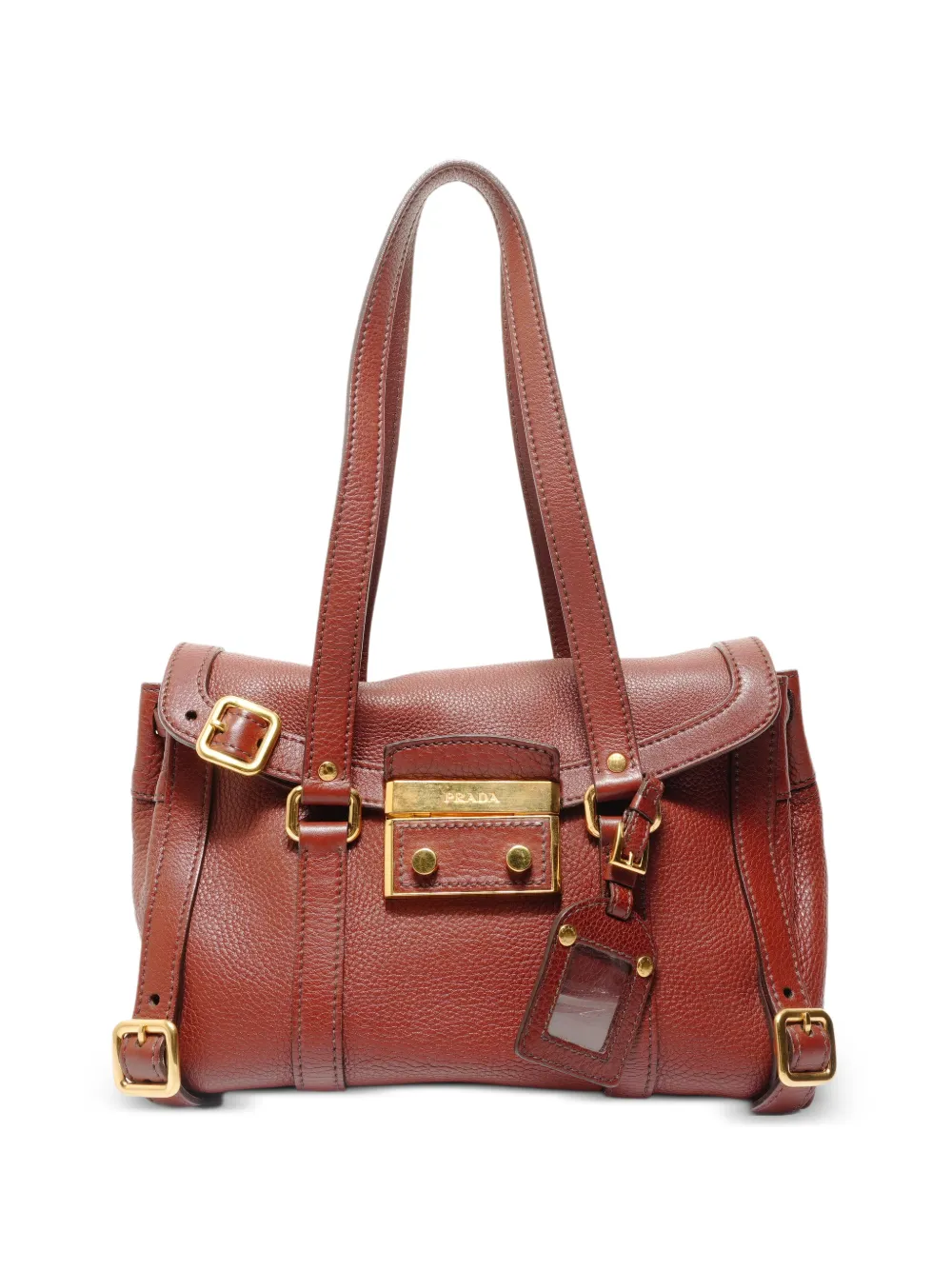 Prada Pre-Owned 2005-2013 buckled leather shoulder bag - Marrone