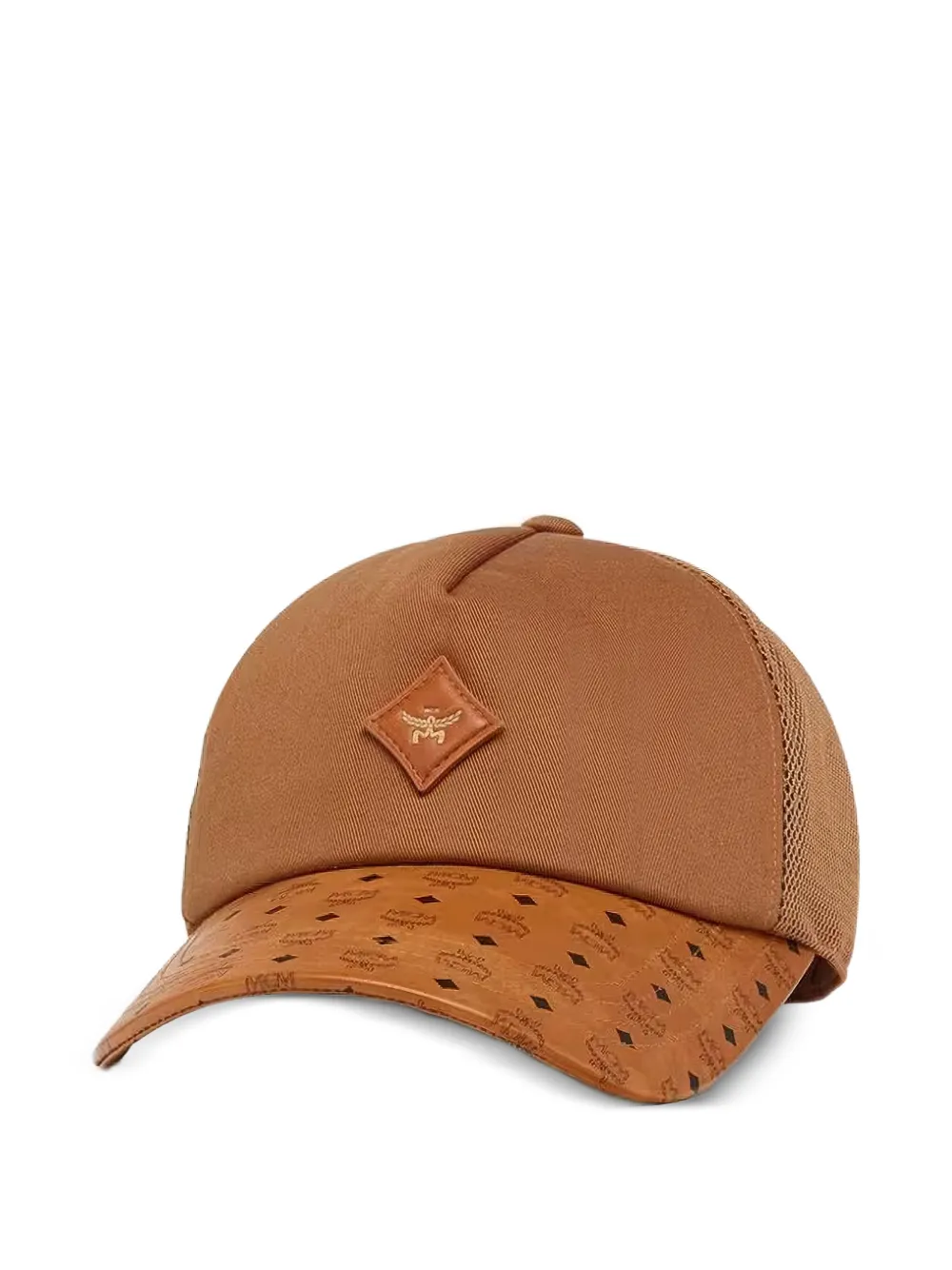 MCM Diamond monogram-print mesh-panelled baseball cap - Marrone