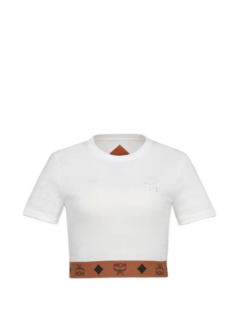 MCM logo-print cropped t-shirt - Weiß