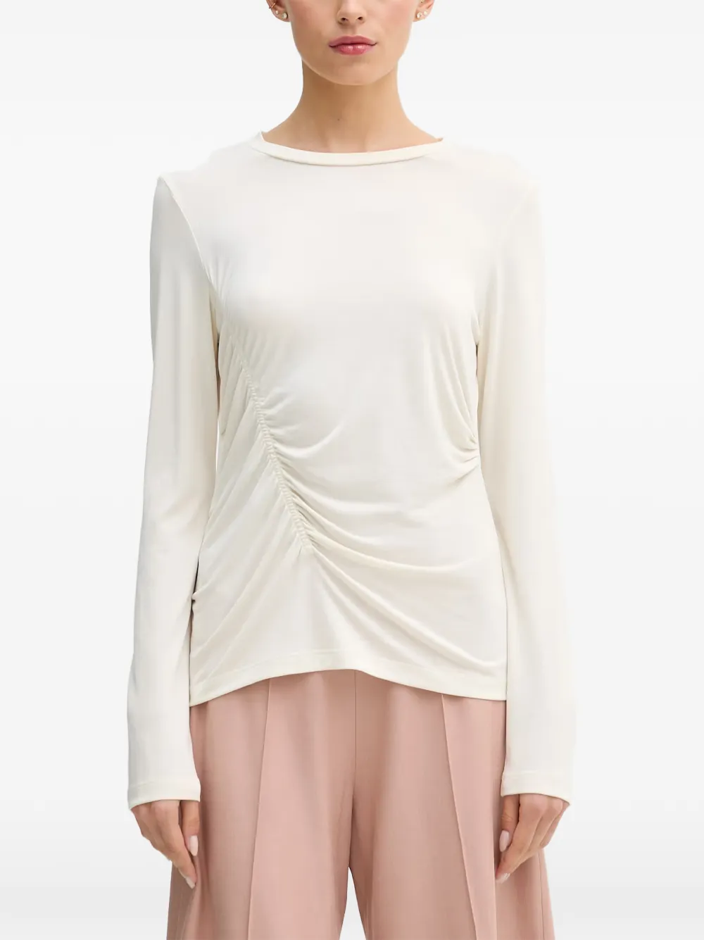 Sisley t-shirt froncé à manches longues - Tons neutres Sisley t-shirt froncé à manches longues - Tons neutres