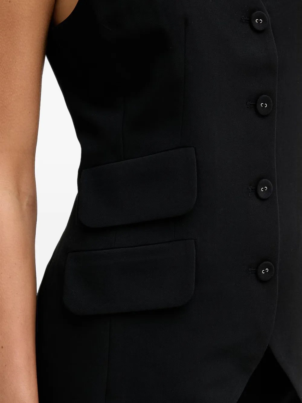 Sisley Gilet met V-hals en knopen Zwart