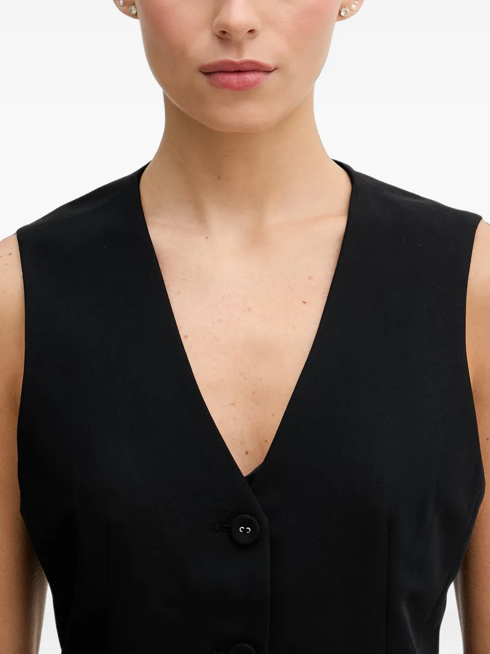 Sisley Gilet met V-hals en knopen Zwart