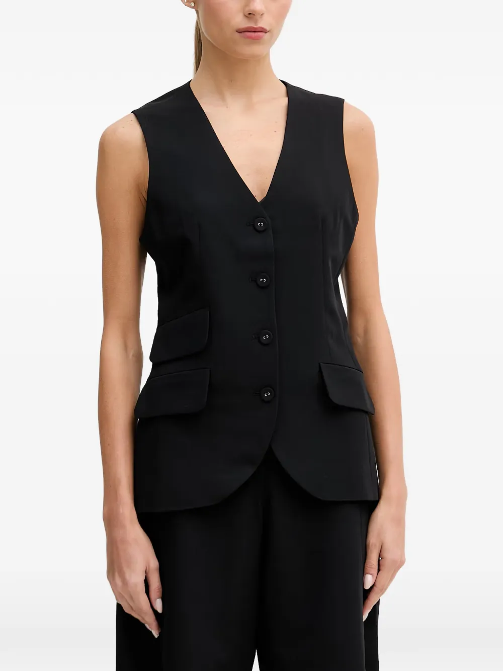 Sisley V-neck button-up waistcoat - Nero