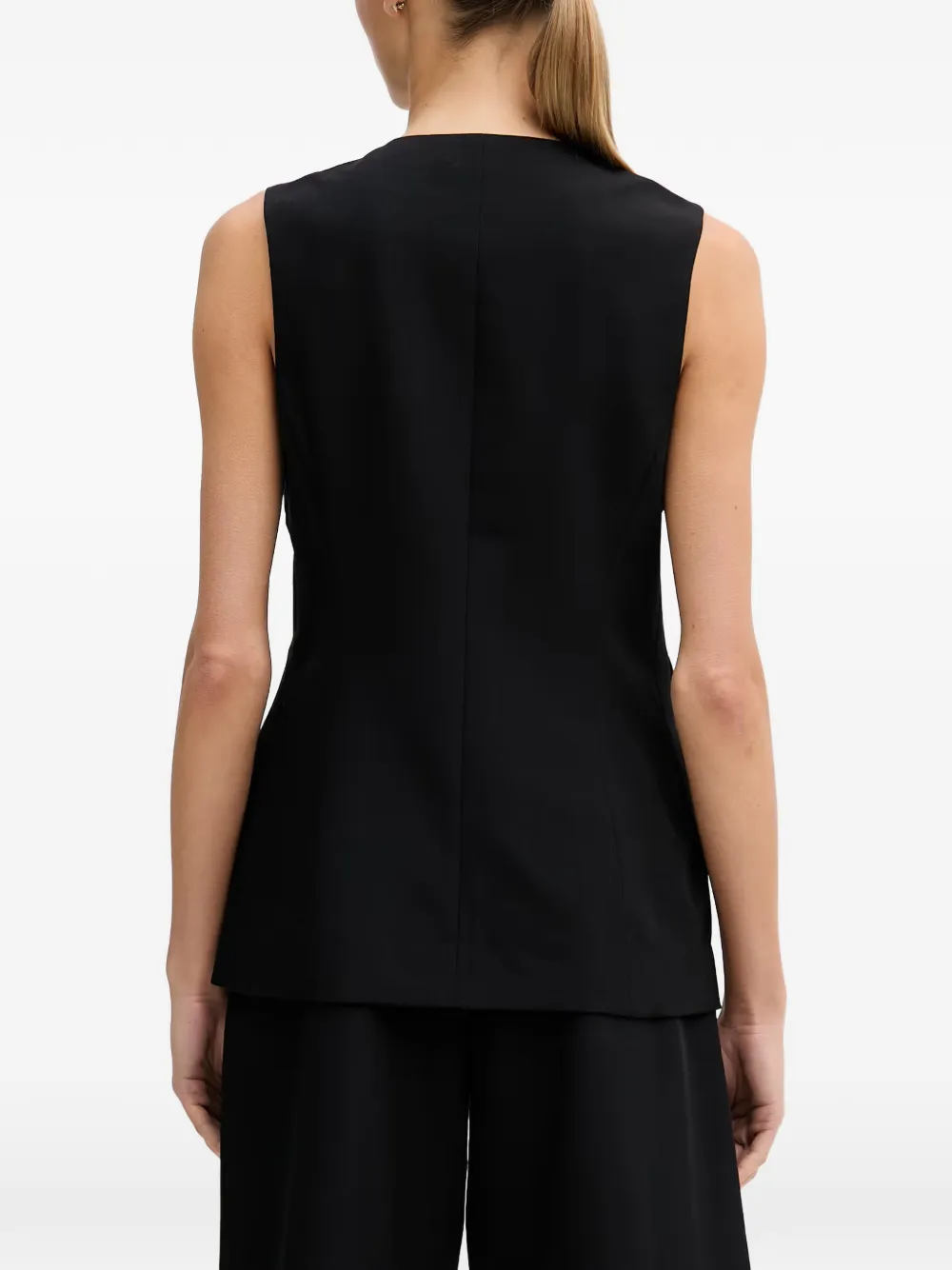 Sisley Gilet met V-hals en knopen Zwart