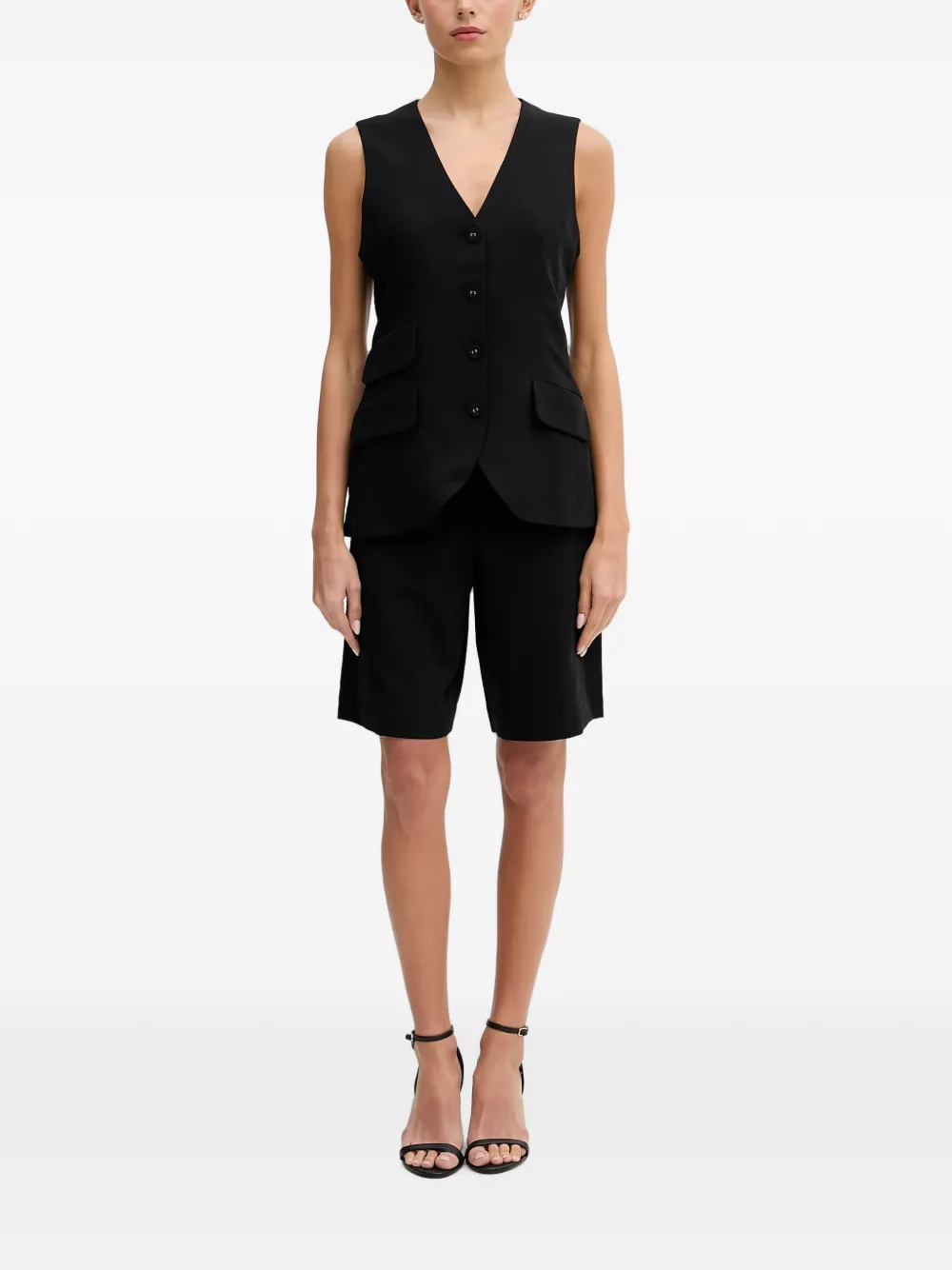 Sisley Gilet met V-hals en knopen Zwart