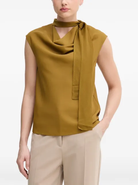 Sisley top con cuello desbocado y lazo en el cuello
