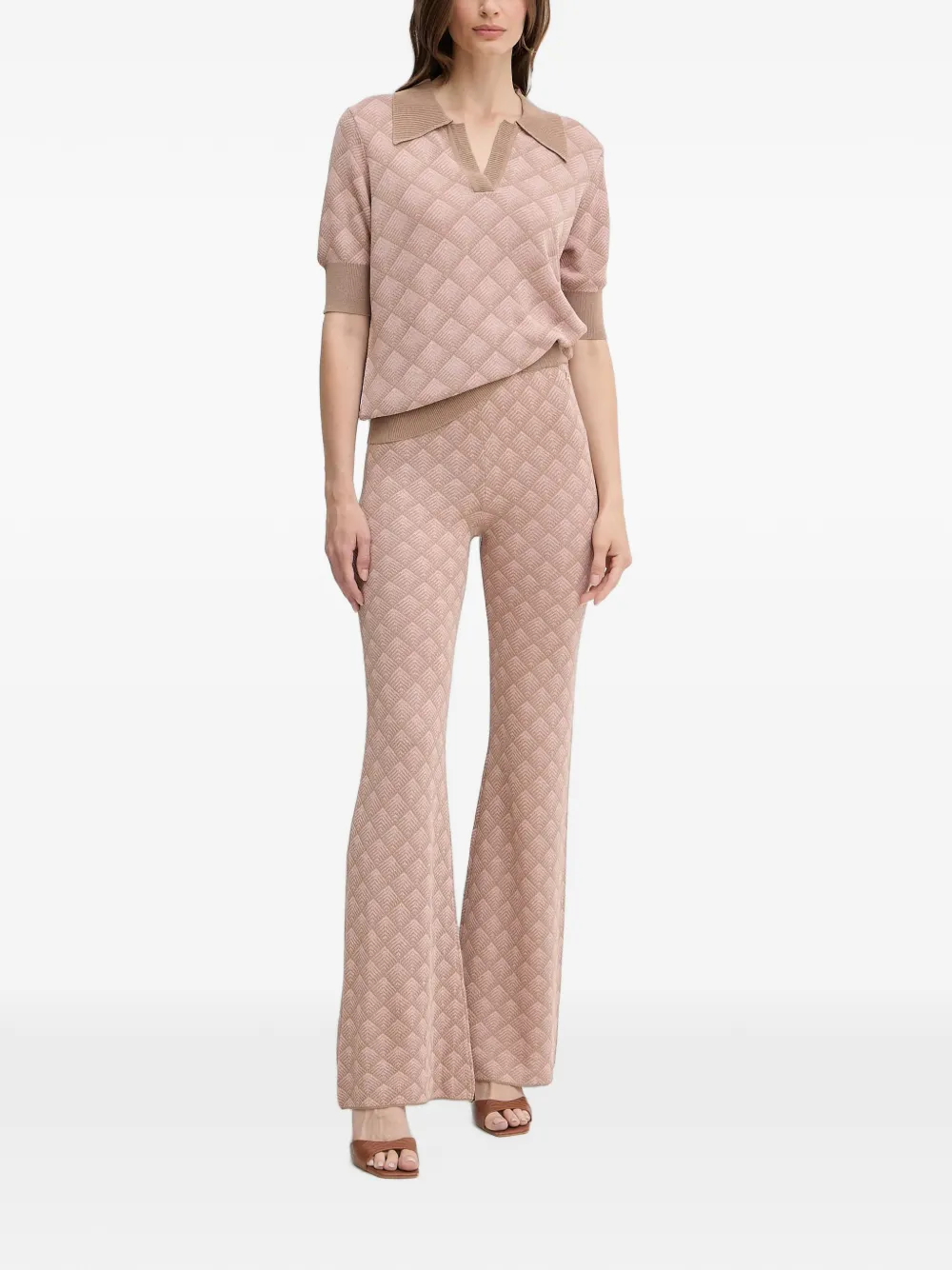 Silvian Heach Aris uitlopende broek met geometrisch patroon Beige