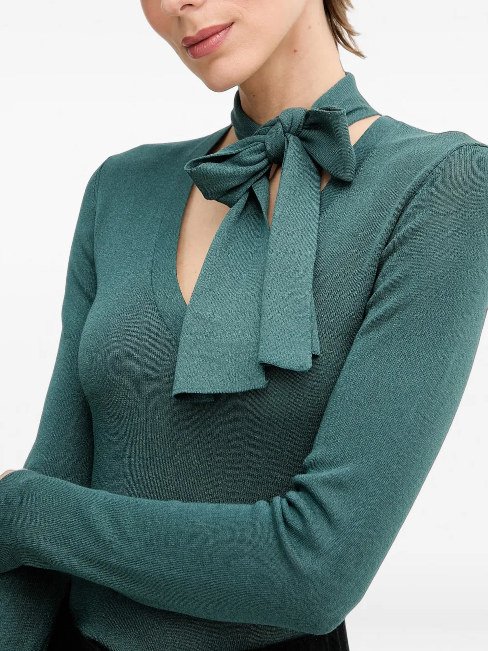 Sisley Trui met strikdetail en V-hals Groen