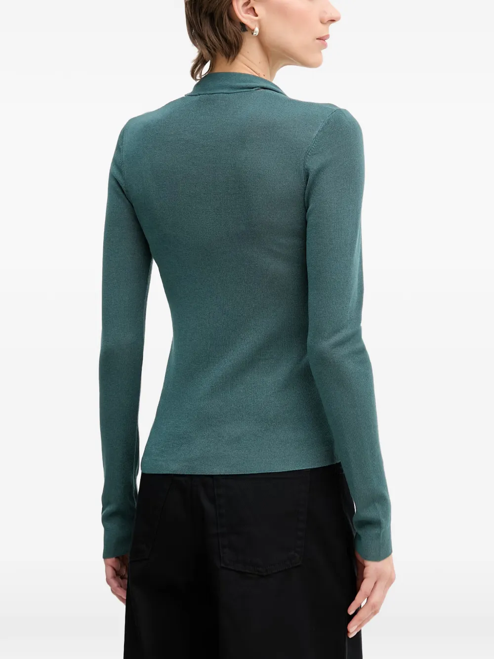 Sisley Trui met strikdetail en V-hals Groen