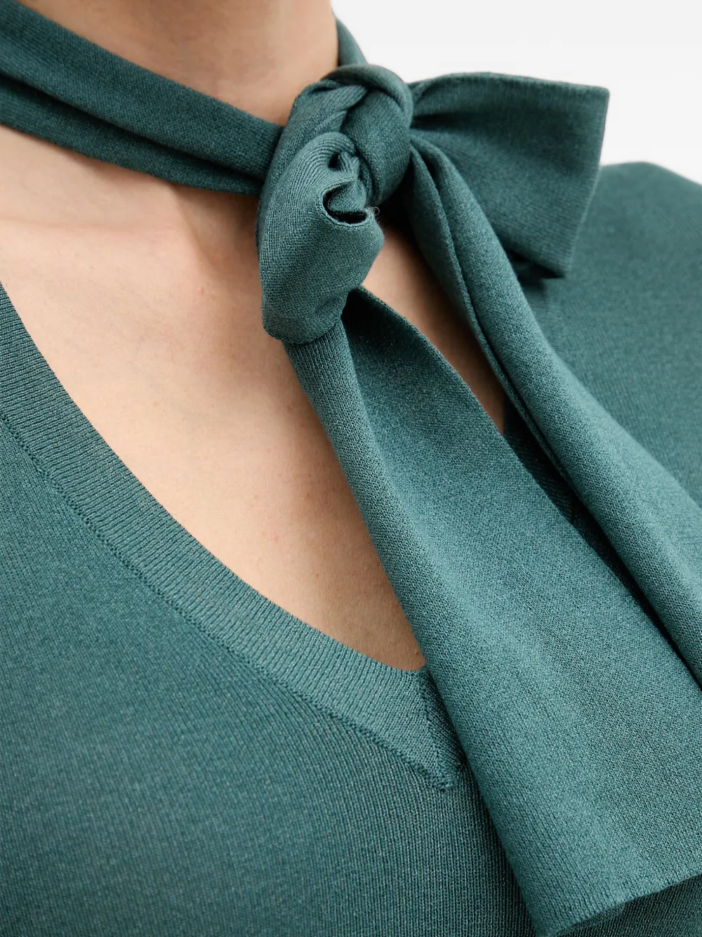 Sisley Trui met strikdetail en V-hals Groen